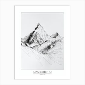 Masherbrum Pakistan Line Drawing 1 Poster Art Print