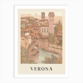 Verona Vintage Pink Italy Poster Art Print