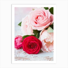 A Closeup Of A Rose The Archetype Of Romance And Beauty Rendered In Vibrant Hues Such As Tender Pi Art Print