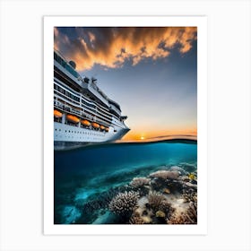 Cruise Ship At Sunset -Reimagined Art Print