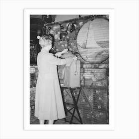 Girl Playing Slot Machine In Decorated Barroom, Raceland, Louisiana By Russell Lee Art Print