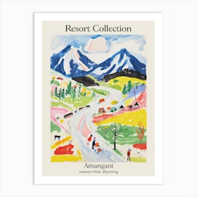 Poster Of Amangani   Jackson Hole, Wyoming   Resort Collection Storybook Illustration 4 Art Print