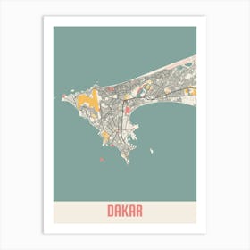 Dakar Map Poster Art Print