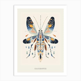 Colourful Insect Illustration Grasshopper 3 Poster Art Print