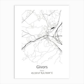 Givors,France Minimalist Map Art Print