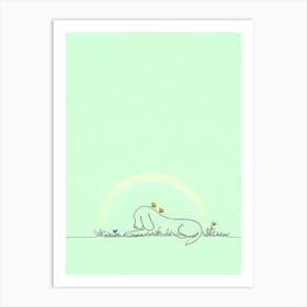 Minimalist Dog With Butterflies Poster