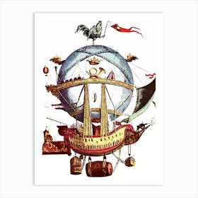 Vintage Flying Ship Art Print