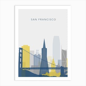 Yellow And Blue San Francisco Skyline Art Print