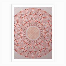 Geometric Abstract Glyph Circle Array in Tomato Red n.0002 Art Print