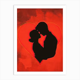 Silhouette Of Couple In Love, Valentine's Day Art Print