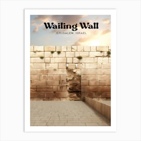 Wailing Wall Jerusalem Israel Old City Modern Travel Illustration Art Print