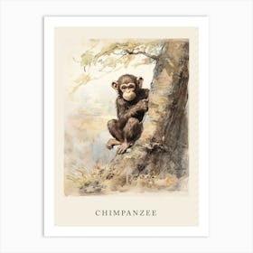 Beatrix Potter Inspired  Animal Watercolour Chimpanzee 3 Art Print