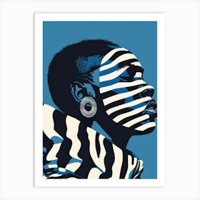 African Woman With Zebra Stripes Art Print