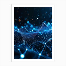 Abstract Digital Datum Web Displaying A Three Dimensional Mesh Of Connections Symbolizing Ai Networ (4) Art Print