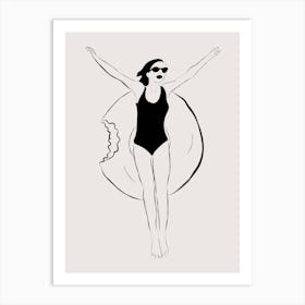 Woman In Swimsuit California. Art Print