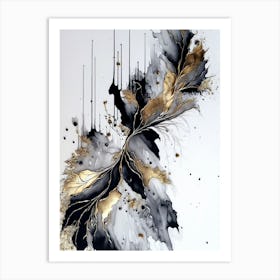 Abstract Black And Gold Painting 1 Art Print