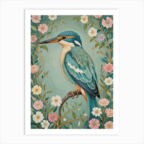 Floral Kingfisher 1 Art Print