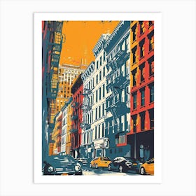 Soho South Of Houston Street New York Colourful Silkscreen Illustration 4 Art Print