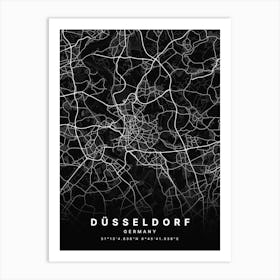 Dusseldorf Germany Black Map Art Print