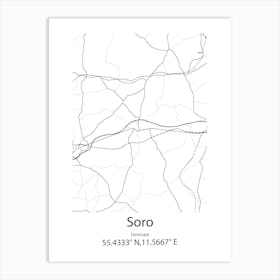 Soro,Denmark Minimalist Map Art Print