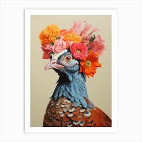 Bird With A Flower Crown Pheasant 2 Art Print