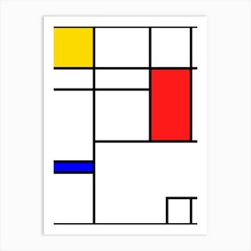 Mondrian Squares - Bauhaus geometric retro poster, 60s poster Art Print