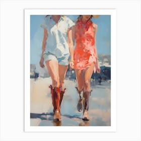 Two Women In Cowboy Boots 2 Art Print