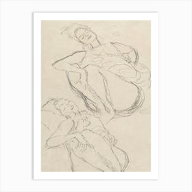Two Studies For A Crouching Woman, Gustav Klimt Art Print