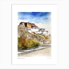 Potala Palace, Tibet 2 Watercolour Travel Poster Art Print