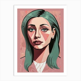 Portrait Of A Woman With Green Hair Art Print