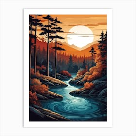 Sunset In The Forest 16 Art Print