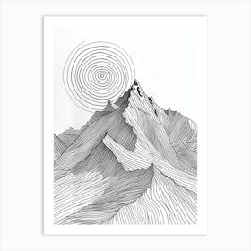 K2 Pakistanchina Line Drawing 1 Art Print