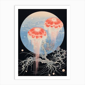 Moon Jellyfish Traditional Japanese Illustration 2 Art Print