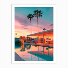 California Dreaming - Sunset House Pool Art Print