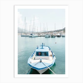 Small Boat In The Harbor Of San Vito Lo Capo In Sicily Art Print