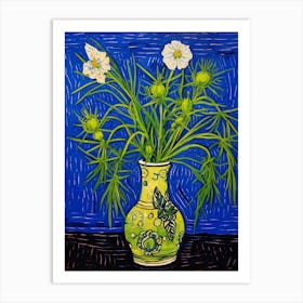 Flowers In A Vase Still Life Painting Love In A Mist Nigella 5 Art Print