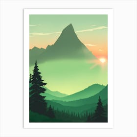 Misty Mountains Vertical Composition In Green Tone 93 Art Print