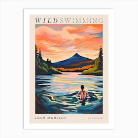 Wild Swimming At Loch Morlich Scotland 2 Poster Art Print