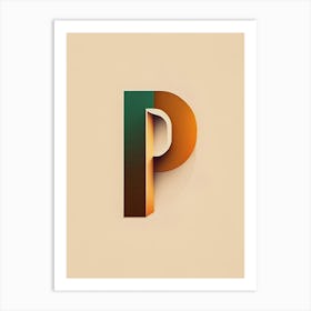 P, Letter, Alphabet Retro Minimal 2 Art Print