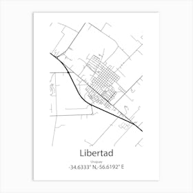 Libertad,Uruguay Minimalist Map Art Print