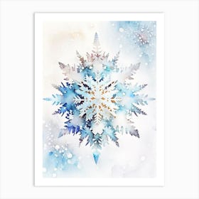 Winter Snowflake Pattern, Snowflakes, Storybook Watercolours 5 Art Print