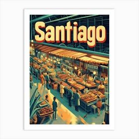 Aihrgdesign A 1970s Inspired Travel Poster For Santiago 5 Art Print