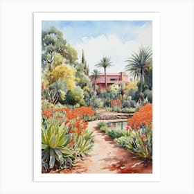 Marrakech Botanical Garden Morocco Watercolour 3  Art Print