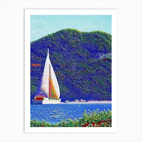 Saint Barthélemy Pointillism Style Tropical Destination Art Print