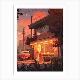 Sunset Café Art Print