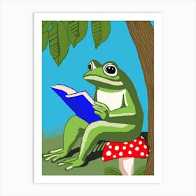 Frog Reading A Book Art Print