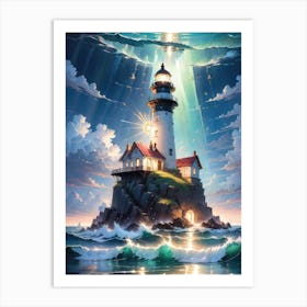 A Lighthouse In The Middle Of The Ocean 25 Art Print