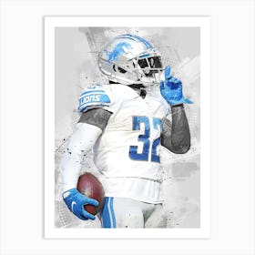 D Andre Swift Detroit Lions Art Print