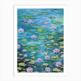 Water Lily Floral Print Bright Painting Flower Art Print