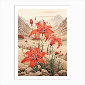 Chinese Spider Lily  Flower Victorian Style 0 Art Print